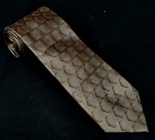 FERUCCI  Multi-Shapes 3D Pattern in Brown Earth-Tones 100 Silk Neck Tie
