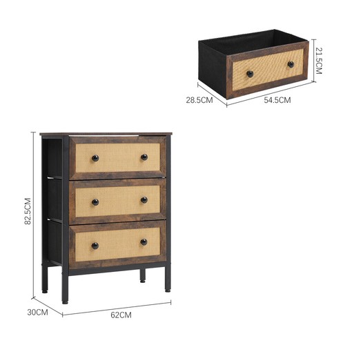 3/4/5 Drawers Storage Cabinet Rattan Chest Of Drawer Bedroom Dresser Metal Frame - Picture 13 of 15