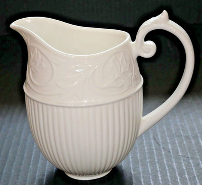 Lenox White Linen 16 oz. Porcelain Pitcher Made USA ribbed & embossed design