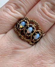 Vintage Yellow Electroplated Synthetic Opal F...