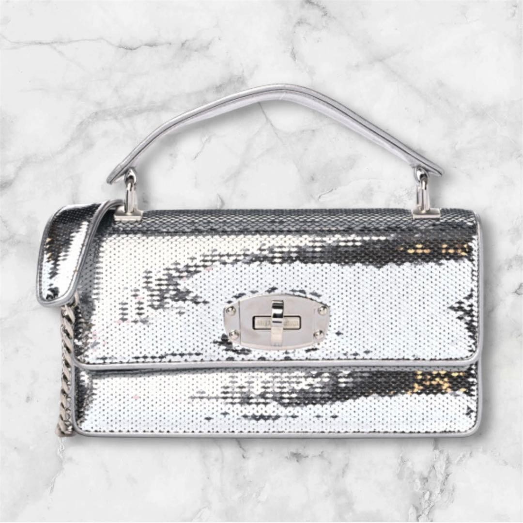 Miu Miu Silver Sequin Y2K Glitter Shoulder Bag with Strap Auth — image 5