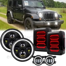 2007-2018 For Jeep Wrangler Jk Combo Led Headlights Tail Lights Fog Lamps Sets