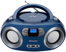 Portable CD Player Boombox with FM Radio, Bluetooth, USB Port, AUX Blue Jay