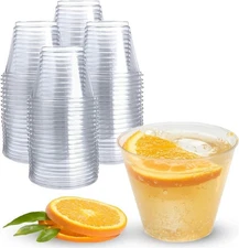 Small Clear Plastic Cups - 5oz Stackable Disposable Tumblers for Parties
