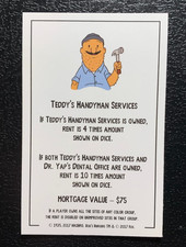Monopoly    BOBS BURGERS    Teddy's Handyman Services   TITLE DEED CARD    2017