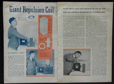 Repulsion Coil Mad Science Electric Stunts 1939 How-To build PLANS