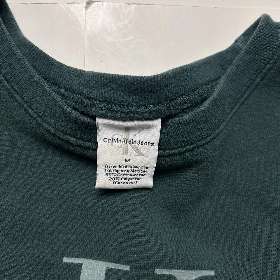 Vintage Calvin Klein Jeans Crewneck Sweatshirt Forest Green CK Logo Women's M - Image 3 of 4
