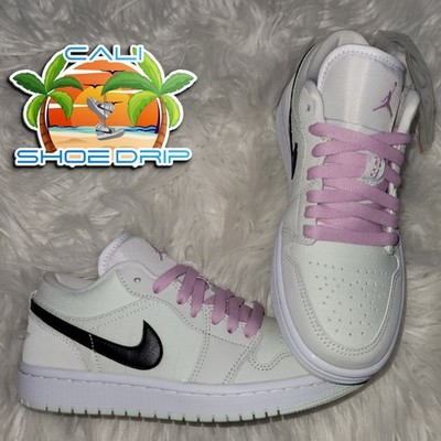 Nike Air Jordan 1 Low White Pink Black Basketball Sneaker Lace Up Men's