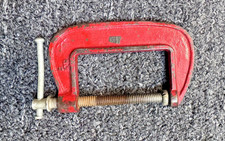 3" Jaw 5" Long Red Steel Screw C Clamp.