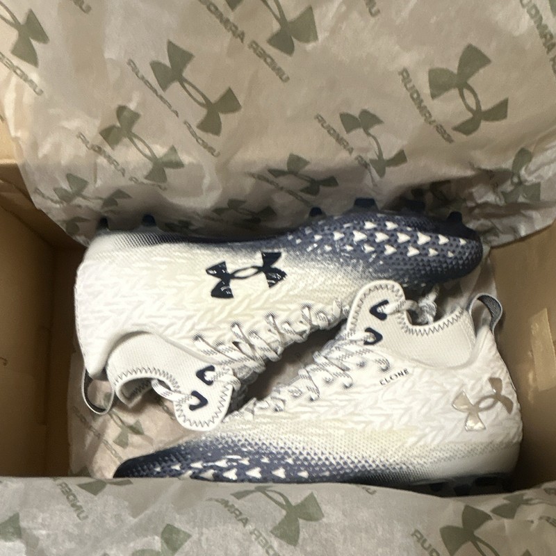 Under Armour UA Spotlight Clone 3.0 MC Football Cleats White Navy US 11.5 