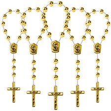 CHENGXIN 24 Pieces Baptism Rosary Acrylic Beads Mini 5 inches, Gold