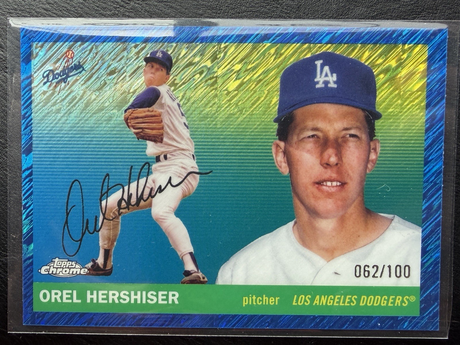 Orel Hershiser 2025 Topps Chrome Platinum Blue Shimmer #488 - 062/100 - Dodgers