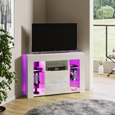Modern Corner TV Unit TV Stand Entertainment Center Cabinet with LED Lights