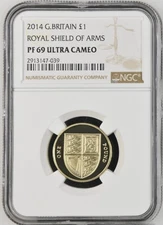 2014 Great Britain £1 Royal Shield Of Arms Proof NGC PF69