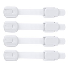 Child Safety Strap Locks 4 Pack Baby Proof Cabinets, Drawers, Fridge, Toilet