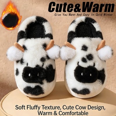 Women Anti Slip Plush Slippers with Thick Soles and Home Warm Cotton Shoes