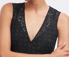Madewell Depeche Eyelet Embroidered V-Neck Maxi Dress 00 Black NWT NS772 Resort