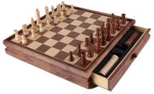 Games & Sports Expert 15" Large Wooden 2-in-1 Chess & Checkers Board Game Combo