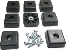 8 Large Square Rubber Feet Foot Bumpers w/Stainless Screws - .590 H X 1.500 W -