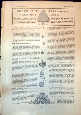 Antiker alter Druck unter ausgebreiteter Kastanienbaum Kurzgeschichtenwettbewerb 1904