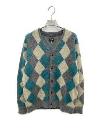 Needles Mohair blend cardigan Size: S Gray x green LQ424 Men