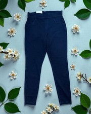 NWT Hue Women's Stretch Pull On Denim Leggings Midnight Dark Blue SIZE L 12-14