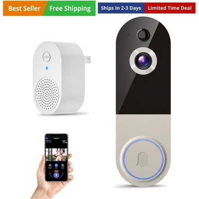 Wireless Doorbell Camera with Rechargeable Battery, 1080P Resolution, 2-Way A...