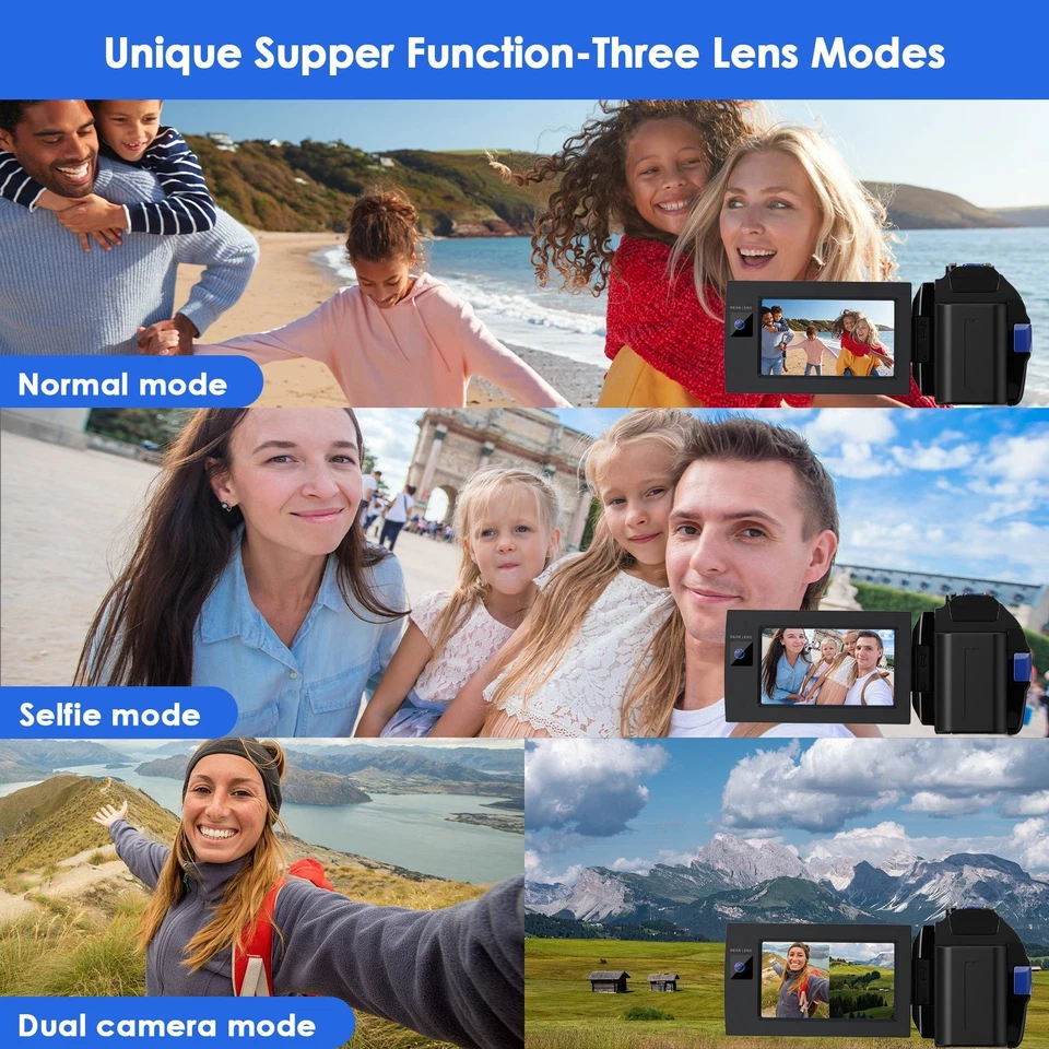 5K Video Camera Camcorder 56MP Dual Lens WiFi IR Night Vision Vlogging Camera US - Image 4 of 4