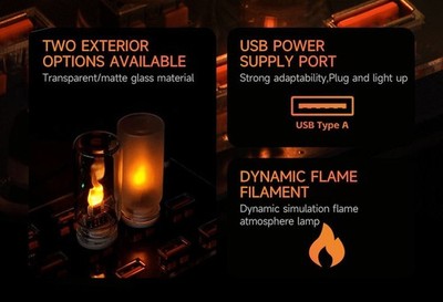 5V USB LED Glas Nachtlicht Berührungsempfindliche Flamme Simulation Deko Lampe