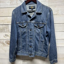 Lucky Brand Lakewood Denim Trucker Jacket Mens Large Blue Button Up