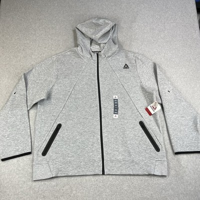 Reebok Momentum Fleece Zip Up Jacket Mens 3XL Gray Active Basketball Running NWT