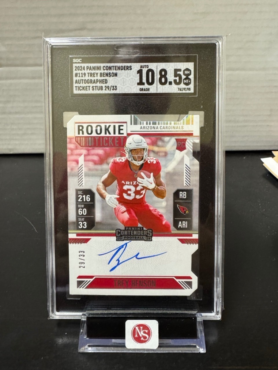 2024 Contenders Trey Benson Rookie Ticket Stub Die-Cut Auto /33 AUTO 10