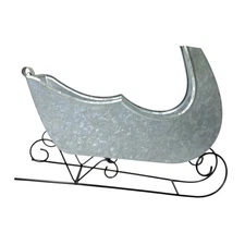 Christmas Sleigh Centerpiece Display Metal With Clear Plastic Liner Tabletop 11”