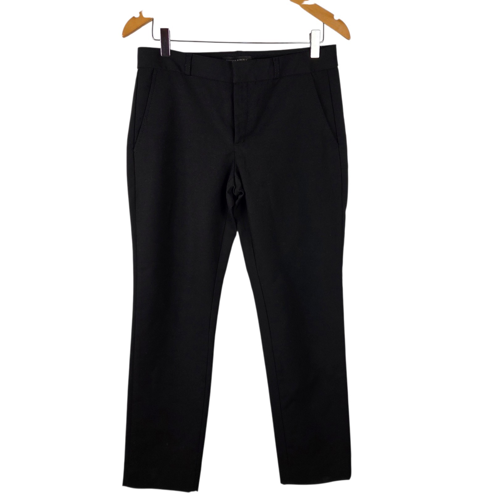Banana Republic Ryan Black Tailored Dress Pants 4 Straight Leg Flat Front