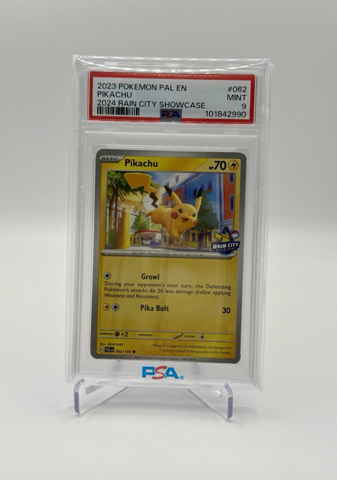 POKEMON PIKACHU 2024 RAIN CITY SHOWCASE PAL EN-PALDEA EVOLVED #062 PSA 9 MINT view 1