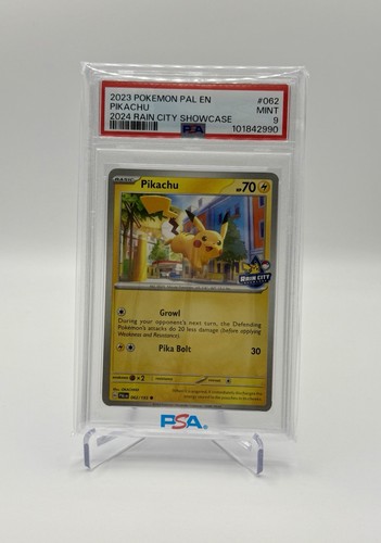 POKEMON PIKACHU 2024 RAIN CITY SHOWCASE PAL EN-PALDEA EVOLVED #062 PSA 9 MINT