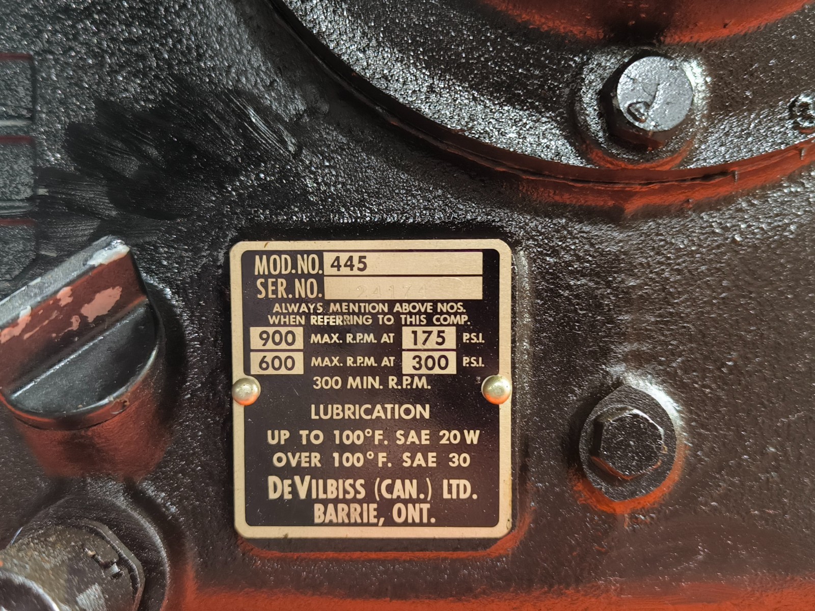 DeVilBliss VAV-5061 Air Compressor 15 HP 230/460V 175 PSI 120G 3 Cyl 112513T39