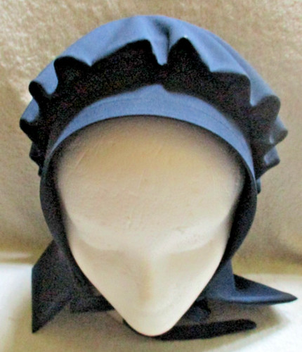 Authentic Amish Mennonite Puritan Blue Bonnet Costume Hat Head Covering Pilgrim