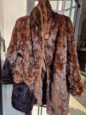 Pelliccia Di Visone Vintage Corta Marrone Chiaro Taglia XL / L