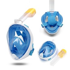US Adult Snorkel Scuba Full Face Mask Swimming Underwater Diving Masks Blue L/XL