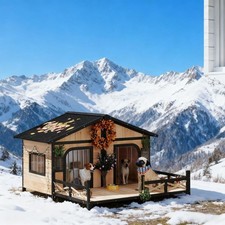 Dog House Wooden Dog Kennel Weatherproof with Porch, Openable Roof, Removable