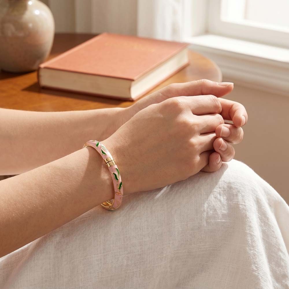 Pulsera de mano colorida con flores esmaltadas para mujer y mujer