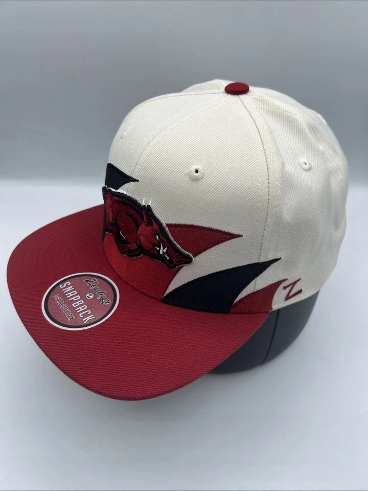 Arkansas Razorbacks Hat Zephyr Z Hat Retro Sharktooth Perform Snapback Cap H89 - Image 2 of 4