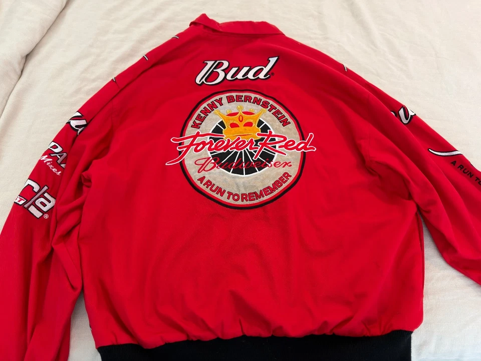 Jaqueta de corrida Kenny Bernstein Forever Red Bud costurada grande - Assinada - Imagem 2 de 4