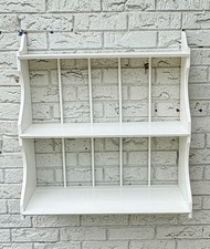 Vintage 3 Tier White Washed Wooden Wall Shelf