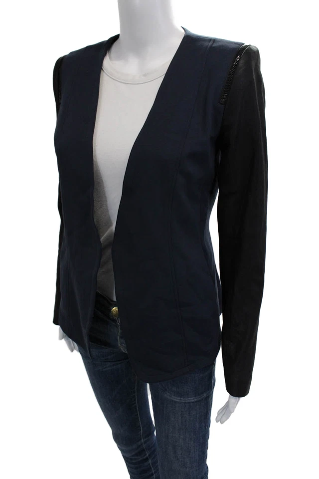 Blazer Theory Mujer Negro Cuello en V Manga Larga Talla Pequeña S Foto 3 de 4