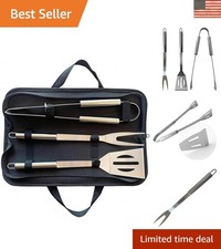 Ultimate 3-Piece BBQ Grilling Tools Set: Tongs, Spatula, and Fork in Stylish Bag