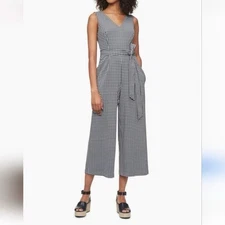 NEW Calvin Klein Gingham Wide Leg Jumpsuit Size 6