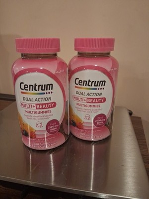 Centrum MULTI+BEAUTY Multi Gummies,Natural Cherry, Berry & Orange,100Ct  PK OF 2