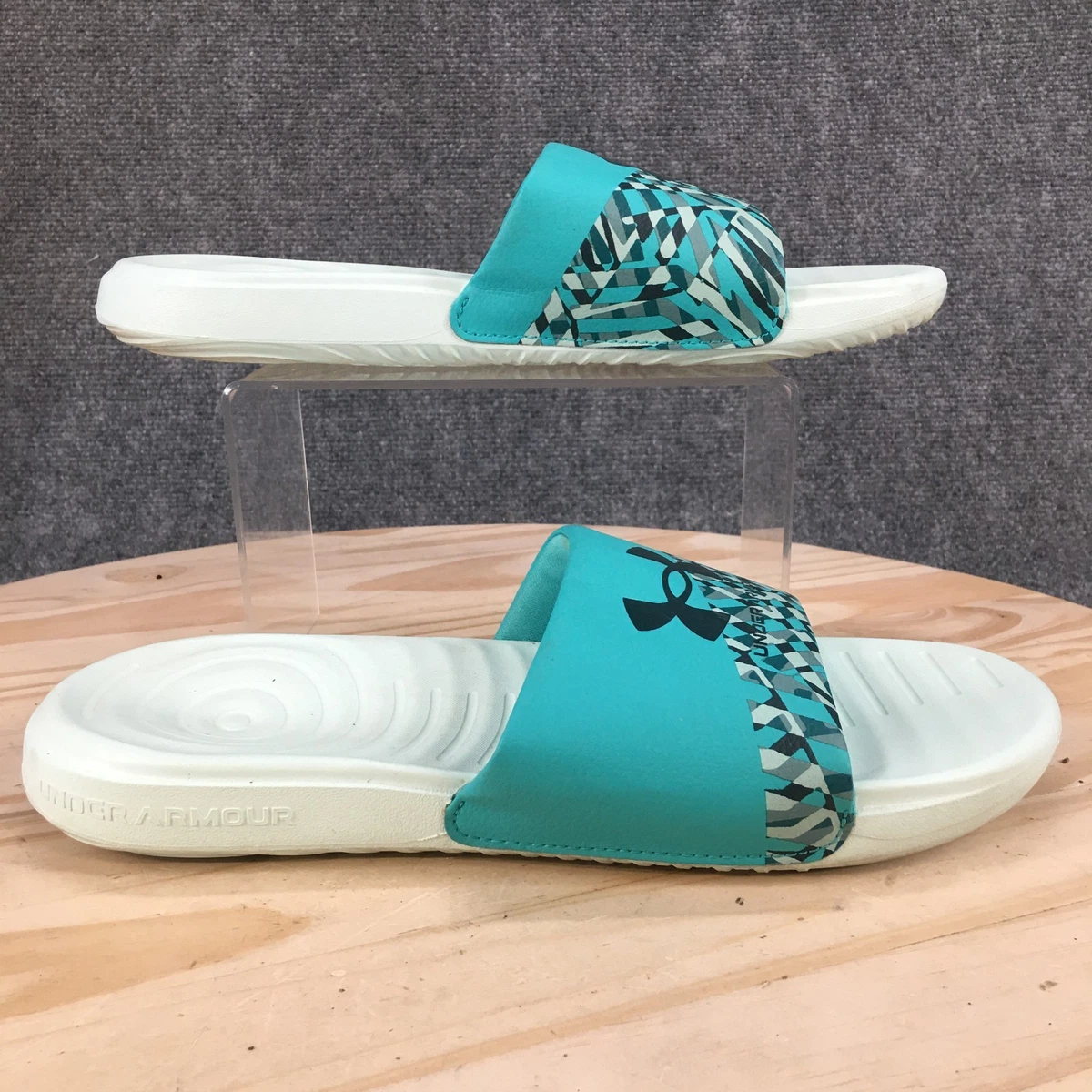 Vintage Under Armour Slides 4D Foam blue and white Amazon.com | Under Armour Women main image 2